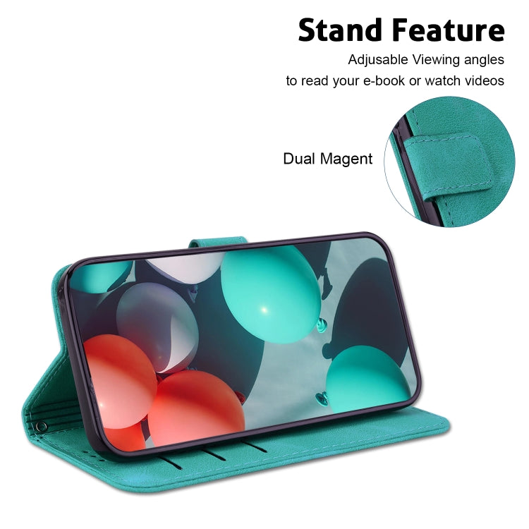 For iPhone 16 Pro Max Seven-shaped Embossed Leather Phone Case(Green) - iPhone 16 Pro Max Cases by buy2fix | Online Shopping UK | buy2fix