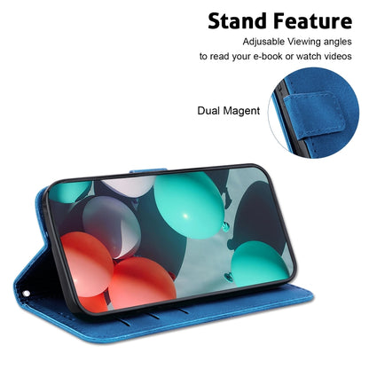 For iPhone 16 Plus Seven-shaped Embossed Leather Phone Case(Blue) - iPhone 16 Plus Cases by buy2fix | Online Shopping UK | buy2fix