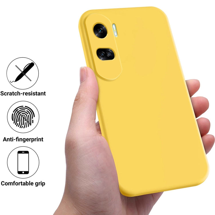 For Honor 90 Lite / X50i Pure Color Liquid Silicone Shockproof Phone Case(Yellow) - Honor Cases by buy2fix | Online Shopping UK | buy2fix