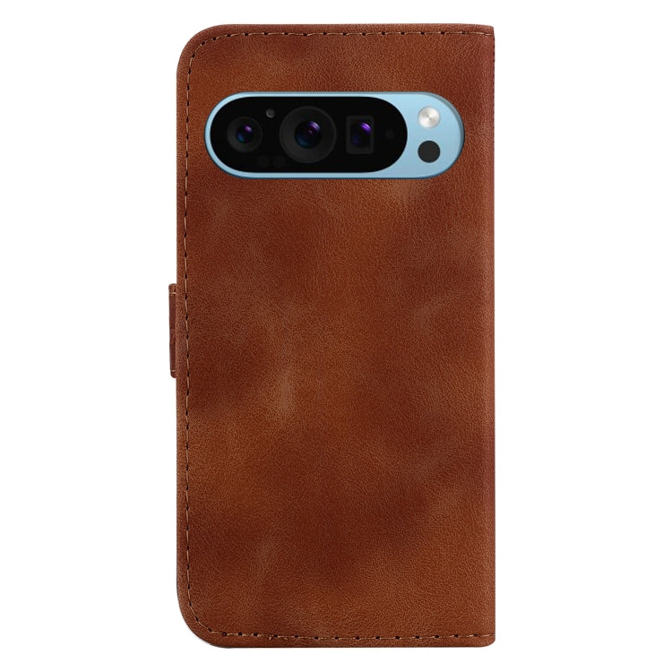 For Google Pixel 9 7-shaped Embossed Leather Phone Case(Brown) - Google Cases by buy2fix | Online Shopping UK | buy2fix