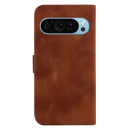 For Google Pixel 9 7-shaped Embossed Leather Phone Case(Brown) - Google Cases by buy2fix | Online Shopping UK | buy2fix