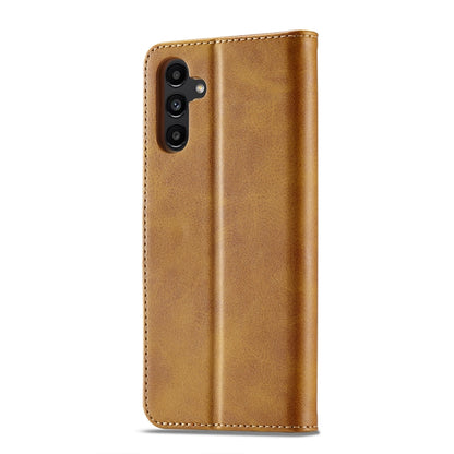 For Samsung Galaxy A05S LC.IMEEKE Calf Texture Leather Phone Case(Brown) - Galaxy Phone Cases by LC.IMEEKE | Online Shopping UK | buy2fix