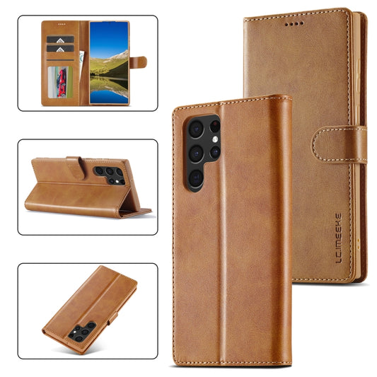 For Samsung Galaxy S24 Ultra 5G LC.IMEEKE Calf Texture Leather Phone Case(Brown) - Galaxy S24 Ultra 5G Cases by LC.IMEEKE | Online Shopping UK | buy2fix