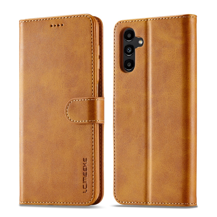 For Samsung Galaxy A35 5G LC.IMEEKE Calf Texture Leather Phone Case(Brown) - Galaxy Phone Cases by LC.IMEEKE | Online Shopping UK | buy2fix