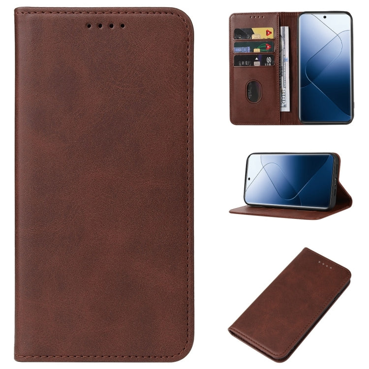For Xiaomi 14 Pro Magnetic Closure Leather Phone Case(Brown) - 14 Pro Cases by buy2fix | Online Shopping UK | buy2fix