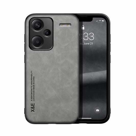 For Xiaomi Redmi Note 13 Pro+ 5G Skin Feel Magnetic Leather Back Phone Case(Light Grey) - Note 13 Pro+ Cases by buy2fix | Online Shopping UK | buy2fix