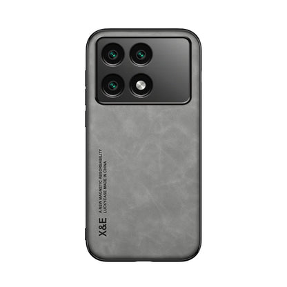 For Xiaomi Redmi K70 Skin Feel Magnetic Leather Back Phone Case(Light Grey) - K70 Cases by buy2fix | Online Shopping UK | buy2fix