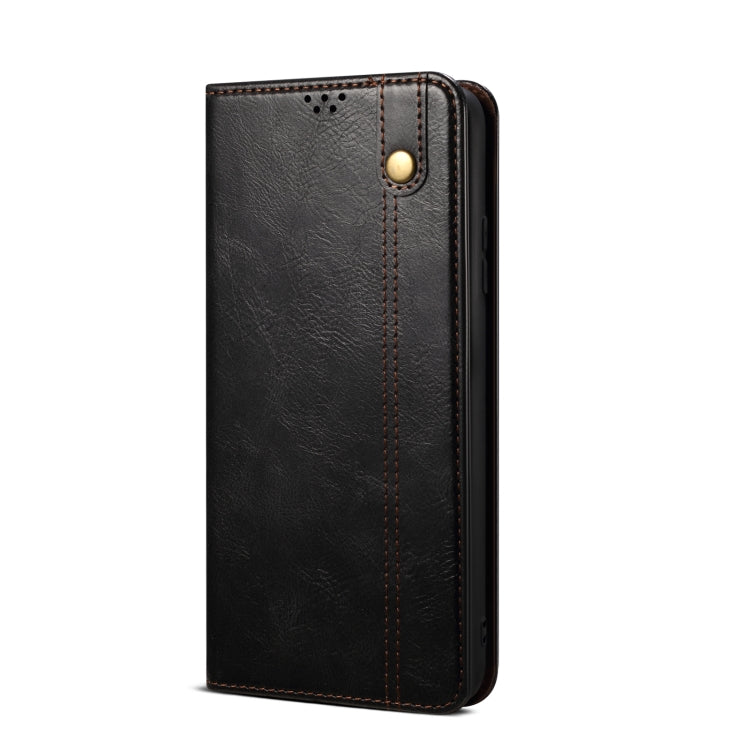 For OnePlus 12 Oil Wax Crazy Horse Texture Leather Phone Case(Black) - OnePlus Cases by buy2fix | Online Shopping UK | buy2fix