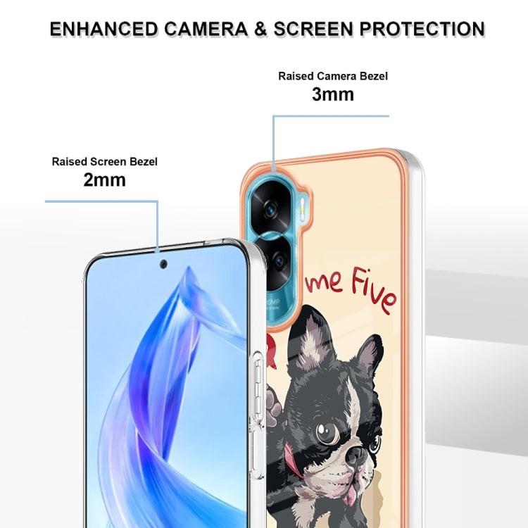 For Honor 90 Lite 5G Electroplating Marble Dual-side IMD Phone Case(Lucky Dog) - Honor Cases by buy2fix | Online Shopping UK | buy2fix