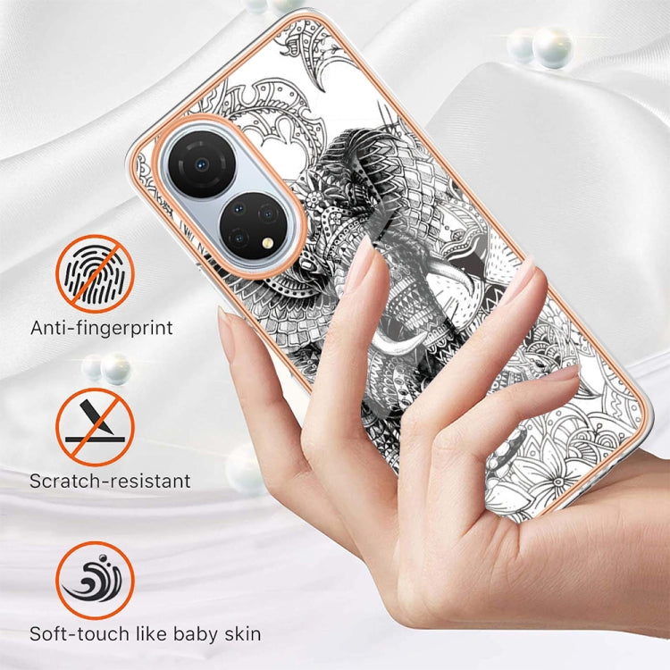 For Honor X7 Electroplating Marble Dual-side IMD Phone Case(Totem Elephant) - Honor Cases by buy2fix | Online Shopping UK | buy2fix