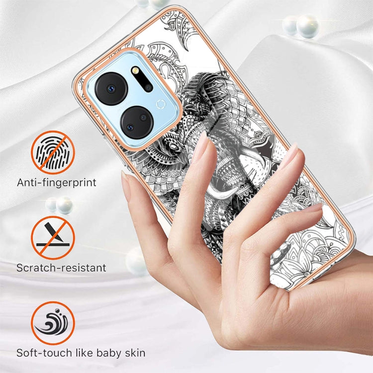 For Honor X7a Electroplating Marble Dual-side IMD Phone Case(Totem Elephant) - Honor Cases by buy2fix | Online Shopping UK | buy2fix