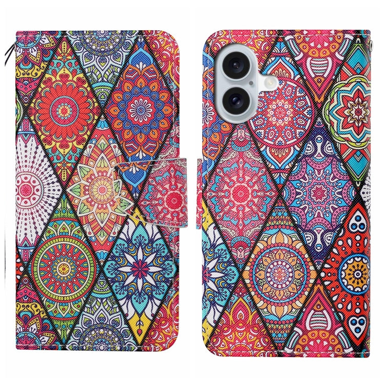 For iPhone 16 Plus 3D Colored Drawing Flip Leather Phone Case(Rhombus Totem) - iPhone 16 Plus Cases by buy2fix | Online Shopping UK | buy2fix