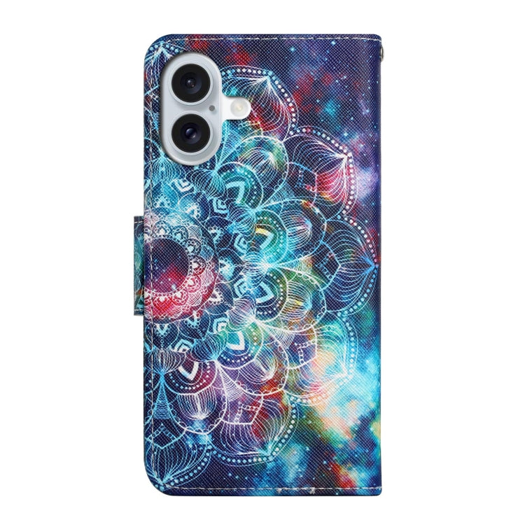 For iPhone 16 3D Colored Drawing Flip Leather Phone Case(Star Mandala) - iPhone 16 Cases by buy2fix | Online Shopping UK | buy2fix