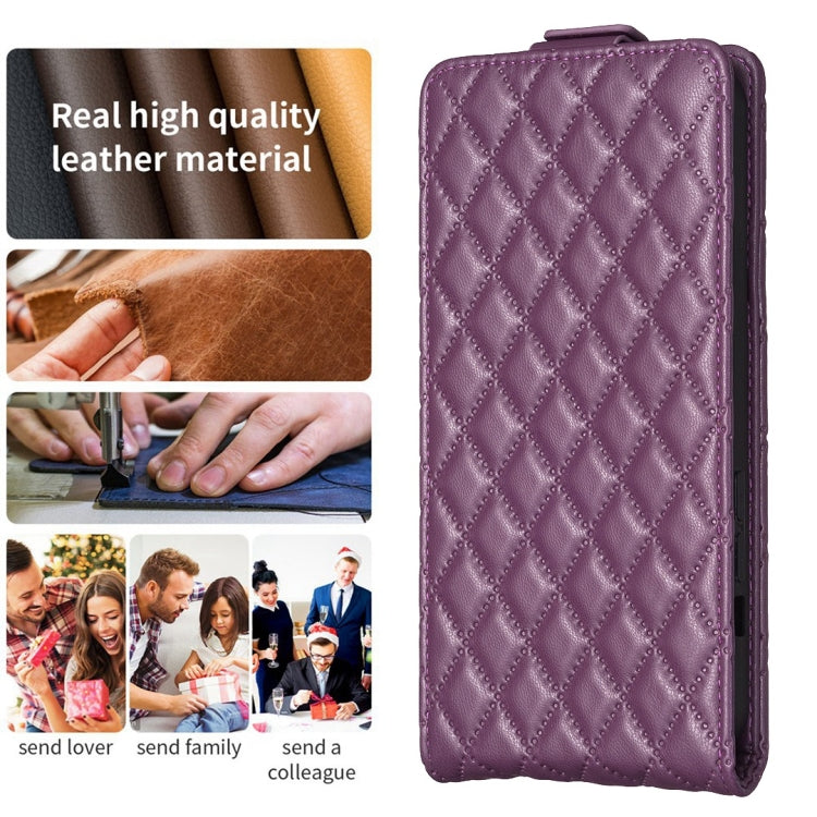 For Redmi Note 12 Pro Global Diamond Lattice Vertical Flip Leather Phone Case(Dark Purple) - Xiaomi Cases by buy2fix | Online Shopping UK | buy2fix