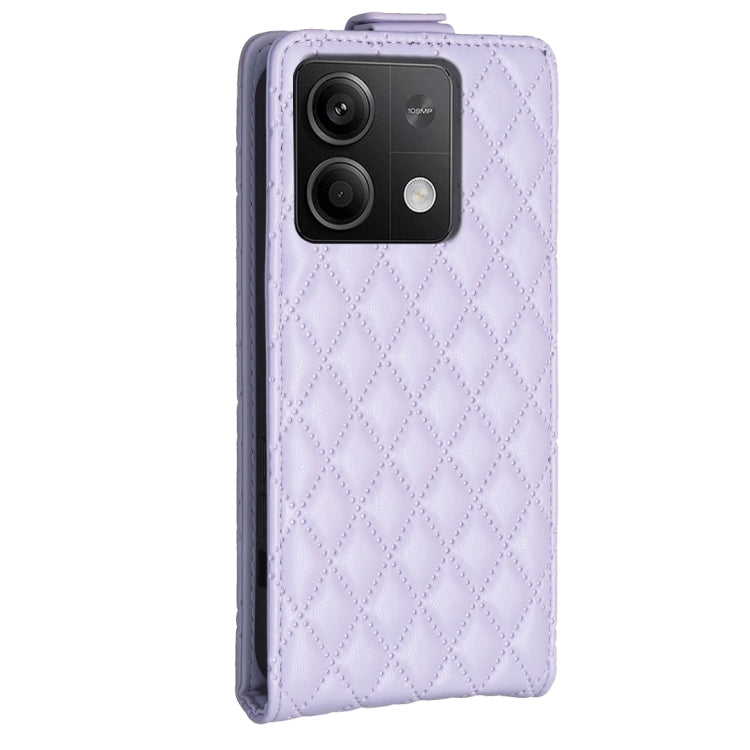 For Xiaomi Redmi Note 13 4G Global Diamond Lattice Vertical Flip Leather Phone Case(Purple) - Note 13 Cases by buy2fix | Online Shopping UK | buy2fix