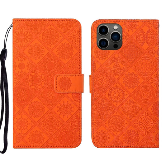 For iPhone 16 Pro Max Ethnic Style Embossed Pattern Leather Phone Case(Orange) - iPhone 16 Pro Max Cases by buy2fix | Online Shopping UK | buy2fix