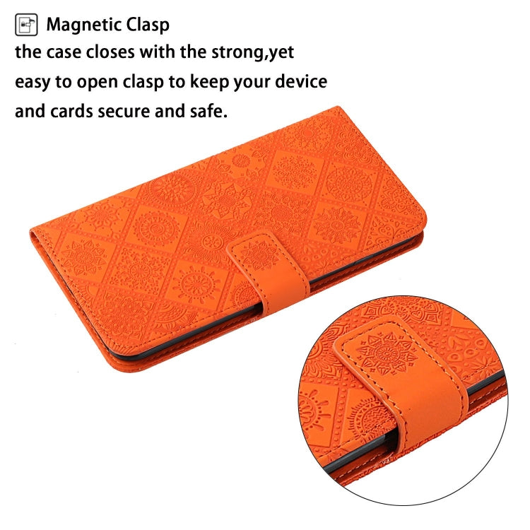 For iPhone 16 Pro Ethnic Style Embossed Pattern Leather Phone Case(Orange) - iPhone 16 Pro Cases by buy2fix | Online Shopping UK | buy2fix