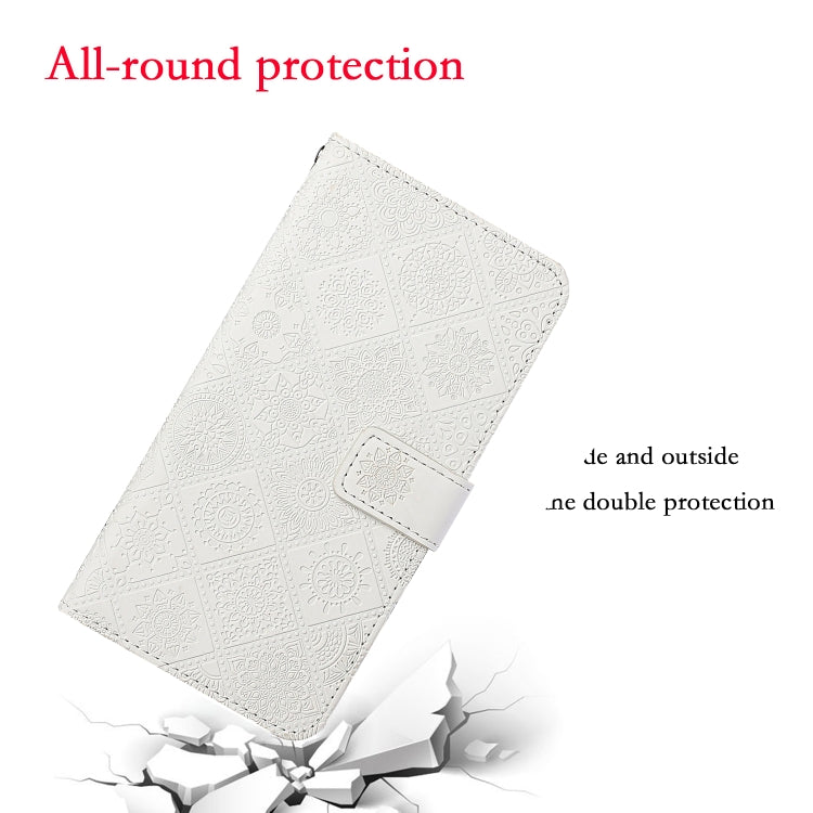 For iPhone 16 Ethnic Style Embossed Pattern Leather Phone Case(White) - iPhone 16 Cases by buy2fix | Online Shopping UK | buy2fix