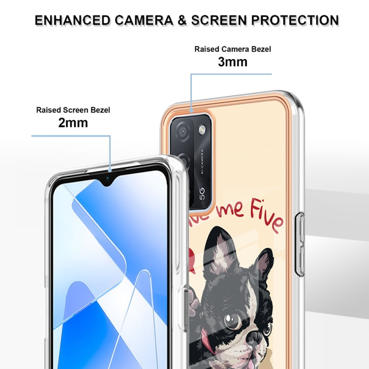 For OPPO A55 5G / A53s 5G / A54 4G Electroplating Marble Dual-side IMD Phone Case(Lucky Dog) - OPPO Cases by buy2fix | Online Shopping UK | buy2fix