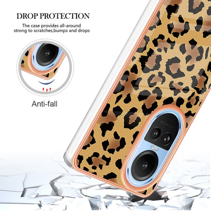 For OPPO Reno10 5G Global Electroplating Marble Dual-side IMD Phone Case(Leopard Print) - OPPO Cases by buy2fix | Online Shopping UK | buy2fix