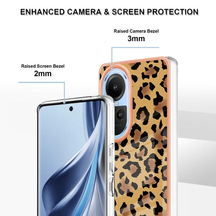 For OPPO Reno10 5G Global Electroplating Marble Dual-side IMD Phone Case(Leopard Print) - OPPO Cases by buy2fix | Online Shopping UK | buy2fix