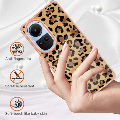 For OPPO Reno10 5G Global Electroplating Marble Dual-side IMD Phone Case(Leopard Print) - OPPO Cases by buy2fix | Online Shopping UK | buy2fix