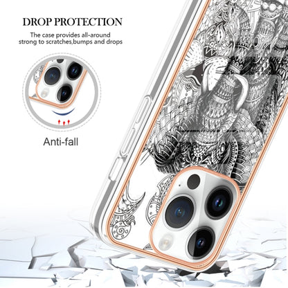 For iPhone 16 Pro Max Electroplating Marble Dual-side IMD Phone Case(Totem Elephant) - iPhone 16 Pro Max Cases by buy2fix | Online Shopping UK | buy2fix