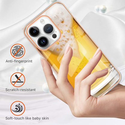 For iPhone 16 Pro Max Electroplating Marble Dual-side IMD Phone Case(Draft Beer) - iPhone 16 Pro Max Cases by buy2fix | Online Shopping UK | buy2fix