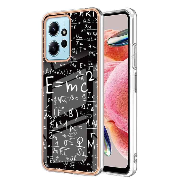 For Xiaomi Redmi Note 12 4G Electroplating Marble Dual-side IMD Phone Case(Equation) - Xiaomi Cases by buy2fix | Online Shopping UK | buy2fix