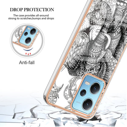 For Xiaomi Redmi Note 12 5G Global Electroplating Marble Dual-side IMD Phone Case(Totem Elephant) - Xiaomi Cases by buy2fix | Online Shopping UK | buy2fix