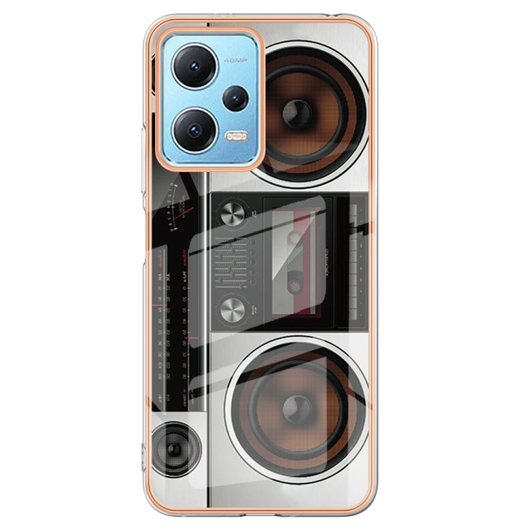 For Xiaomi Redmi Note 12 5G Global Electroplating Marble Dual-side IMD Phone Case(Retro Radio) - Xiaomi Cases by buy2fix | Online Shopping UK | buy2fix