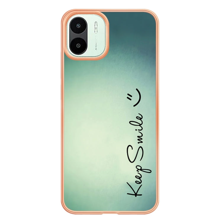 For Xiaomi Redmi A1 Electroplating Marble Dual-side IMD Phone Case(Smile) - Xiaomi Cases by buy2fix | Online Shopping UK | buy2fix