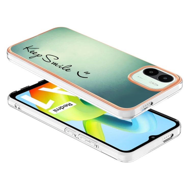 For Xiaomi Redmi A1 Electroplating Marble Dual-side IMD Phone Case(Smile) - Xiaomi Cases by buy2fix | Online Shopping UK | buy2fix