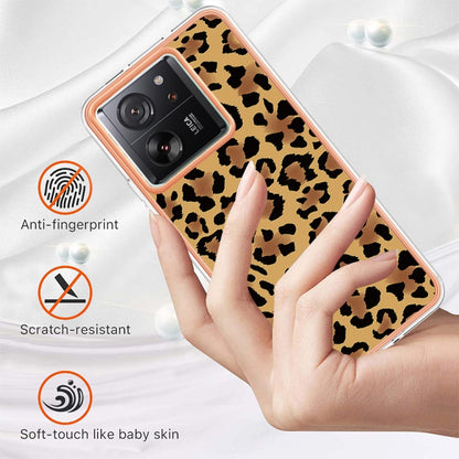 For Xiaomi 13T/13T Pro Electroplating Marble Dual-side IMD Phone Case(Leopard Print) - Xiaomi Cases by buy2fix | Online Shopping UK | buy2fix