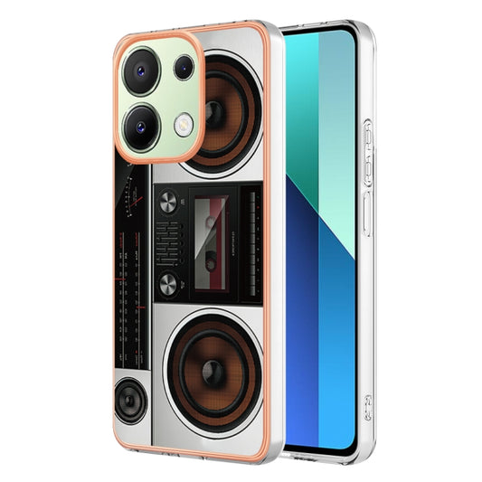 For Xiaomi Redmi Note 13 4G Global Electroplating Marble Dual-side IMD Phone Case(Retro Radio) - Note 13 Cases by buy2fix | Online Shopping UK | buy2fix