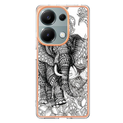 For Xiaomi Redmi Note 13 Pro 4G/Poco M6 Pro 4G Electroplating Marble Dual-side IMD Phone Case(Totem Elephant) - Note 13 Pro Cases by buy2fix | Online Shopping UK | buy2fix