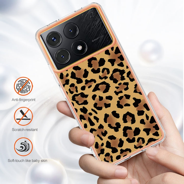 For Xiaomi Poco X6 Pro / Redmi K70E Electroplating Marble Dual-side IMD Phone Case(Leopard Print) - K70E Cases by buy2fix | Online Shopping UK | buy2fix