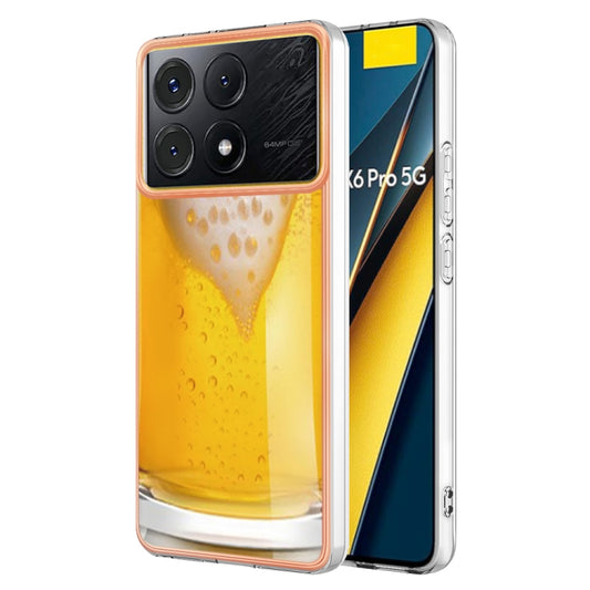 For Xiaomi Poco X6 Pro / Redmi K70E Electroplating Marble Dual-side IMD Phone Case(Draft Beer) - K70E Cases by buy2fix | Online Shopping UK | buy2fix