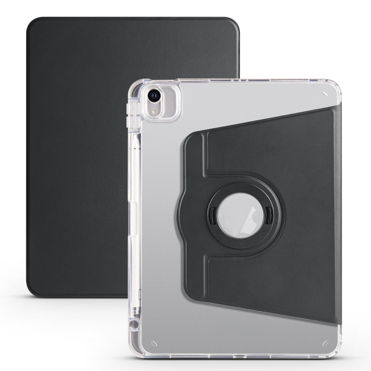 For iPad Air 11 2024 Clear Acrylic 360 Rotation Detachable Leather Tablet Case(Black) - iPad Air 11 2024 Cases by buy2fix | Online Shopping UK | buy2fix