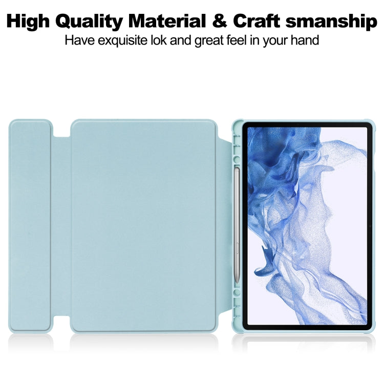 For Samsung Galaxy Tab S9 360 Rotation Transparent Smart Leather Case with Keyboard(Sky Blue) - Galaxy Tab S9 Cases by buy2fix | Online Shopping UK | buy2fix