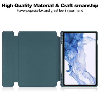 For Samsung Galaxy Tab S9 360 Rotation Transparent Smart Leather Case(Dark Green) - Galaxy Tab S9 Cases by buy2fix | Online Shopping UK | buy2fix