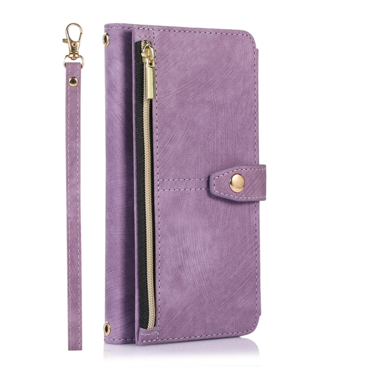 For Google Pixel 7a Dream 9-Card Wallet Zipper Bag Leather Phone Case(Purple) - Google Cases by buy2fix | Online Shopping UK | buy2fix