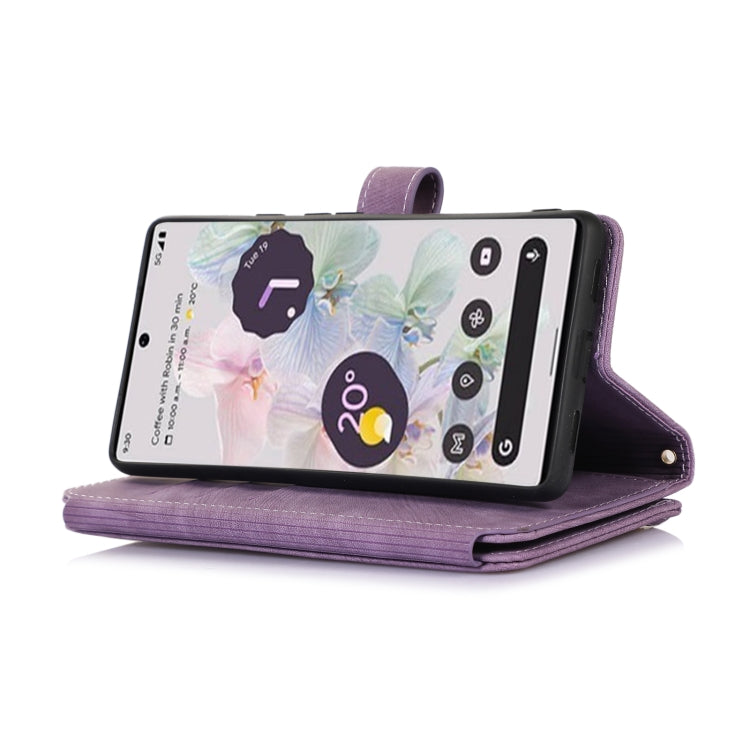 For Google Pixel 7a Dream 9-Card Wallet Zipper Bag Leather Phone Case(Purple) - Google Cases by buy2fix | Online Shopping UK | buy2fix