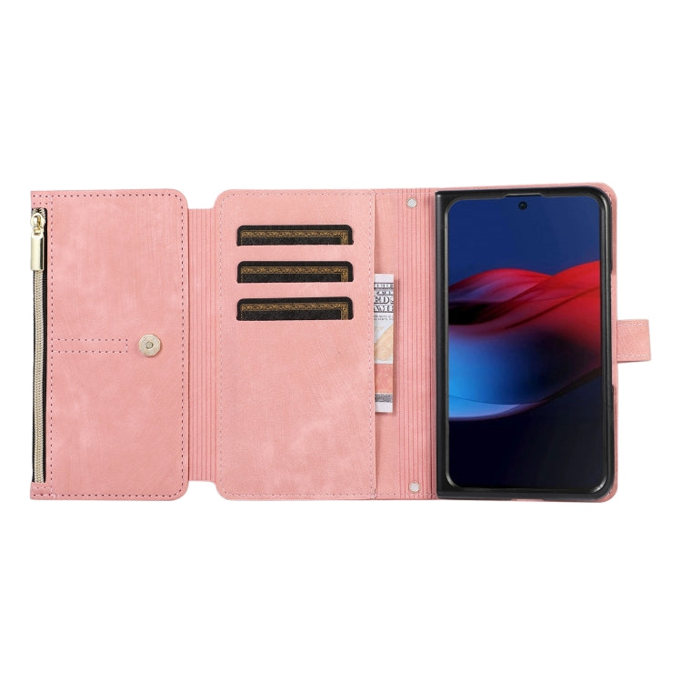 For Google Pixel Fold Dream 9-Card Wallet Zipper Bag Leather Phone Case(Pink) - Google Cases by buy2fix | Online Shopping UK | buy2fix