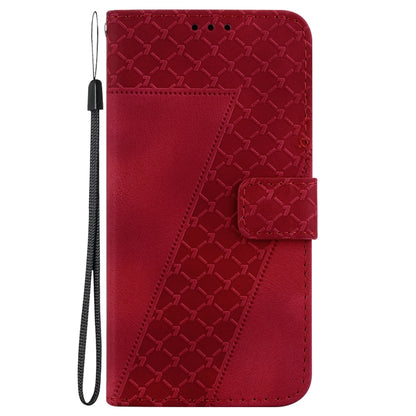 For Motorola Moto G Power 5G 2024 Seven-shaped Embossed Leather Phone Case(Red) - Motorola Cases by buy2fix | Online Shopping UK | buy2fix