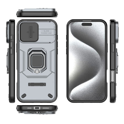 For iPhone 16 Pro Max Sliding Camshield TPU + PC Shockproof Phone Case with Holder(Grey) - iPhone 16 Pro Max Cases by buy2fix | Online Shopping UK | buy2fix