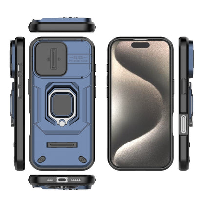 For iPhone 16 Pro Sliding Camshield TPU + PC Shockproof Phone Case with Holder(Blue) - iPhone 16 Pro Cases by buy2fix | Online Shopping UK | buy2fix