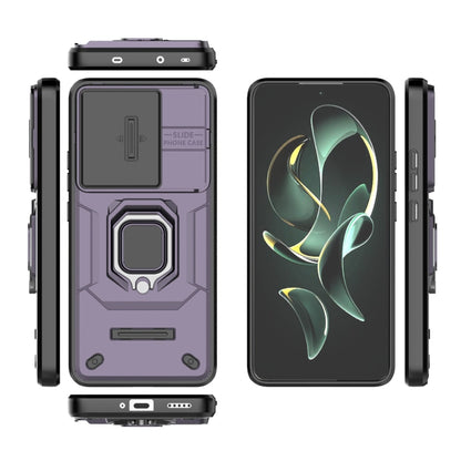 For Xiaomi Redmi K60 Ultra 5G Sliding Camshield TPU + PC Shockproof Phone Case with Holder(Purple) - Xiaomi Cases by buy2fix | Online Shopping UK | buy2fix