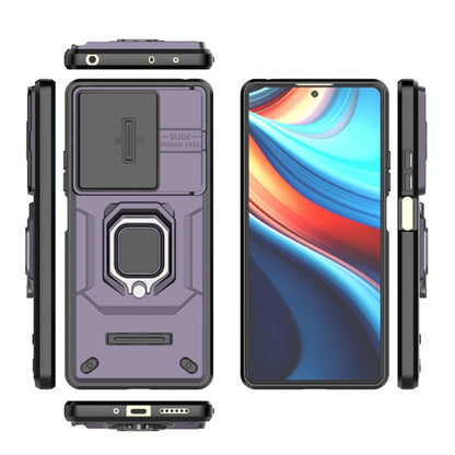 For Xiaomi Redmi Note 13R Pro 5G Sliding Camshield TPU + PC Shockproof Phone Case with Holder(Purple) - Xiaomi Cases by buy2fix | Online Shopping UK | buy2fix