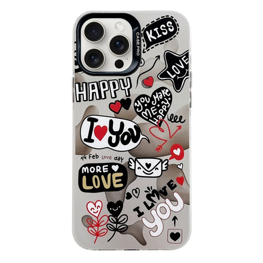 For iPhone 16 Pro Electroplated Silver Series PC Protective Phone Case(Love Writing) - iPhone 16 Pro Cases by buy2fix | Online Shopping UK | buy2fix